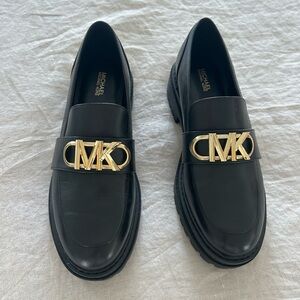 Michael Kors Black Loafers with Gold Emblem
